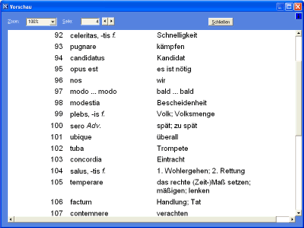 Vokabelliste drucken: Vorschau