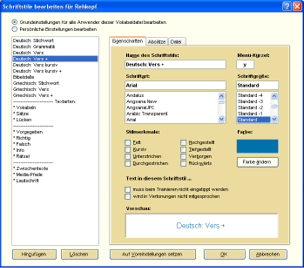 Schriftstile bearbeiten