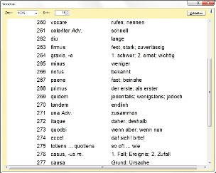 Vokabelliste drucken: Vorschau