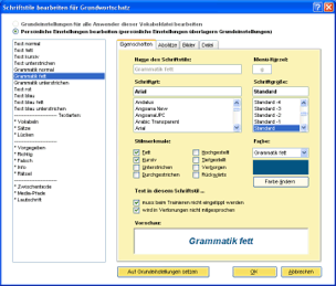 Schriftstile bearbeiten